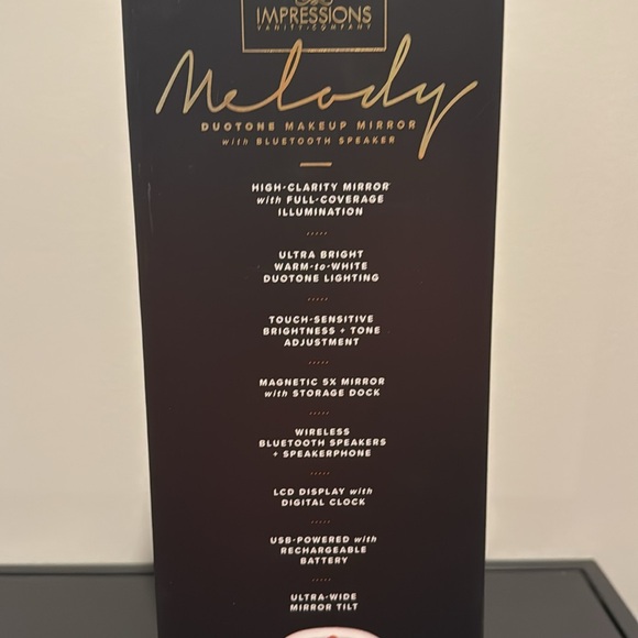 Impressions Melody Duotone Makeup Mirror with Bluetooth Speakers- Rose Gold - Picture 7 of 9